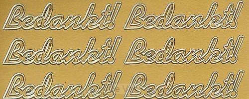 Stickervel bedankt 34 x goud