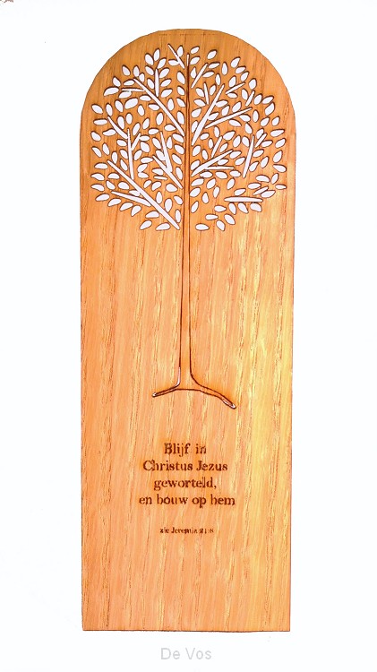 Boekenlegger hout Boom Blijf in Christu