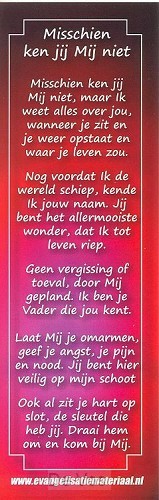 Boekenlegger misschien ken jij mij niet