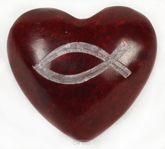 Ichtusvis rood hart steen