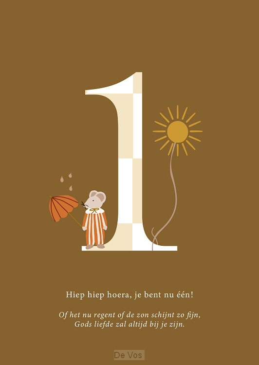 Kaart 1 jaar Hiep hiep hoera je bent nu