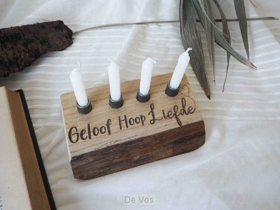 Advents kaarsenhouder Geloof hoop liefde