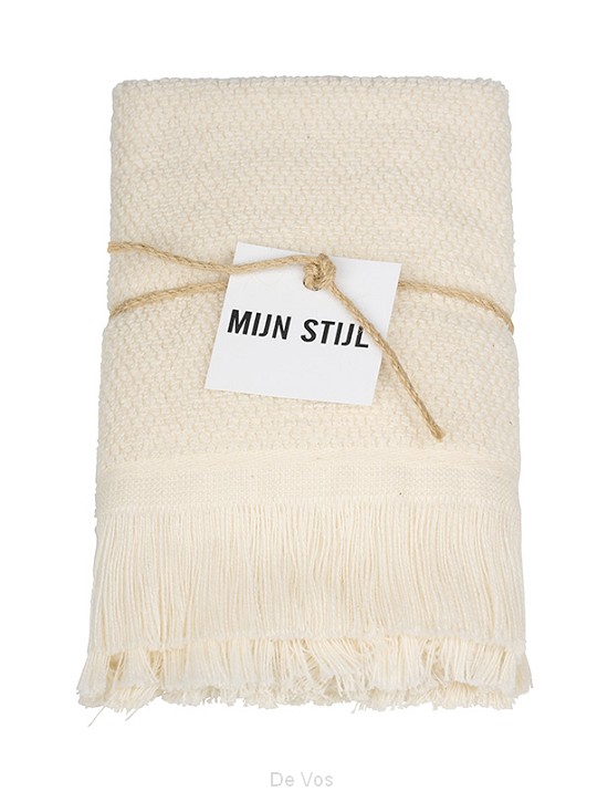 Vaatdoek ecru met franjes/bundel van 2