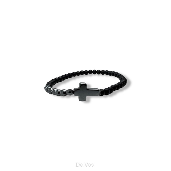 Kralenarmband kruisje  zwart