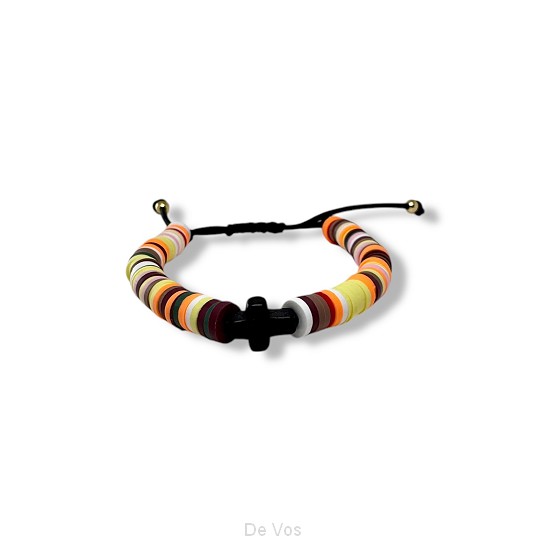 Trekkoord armband gekleurde kralen  mix