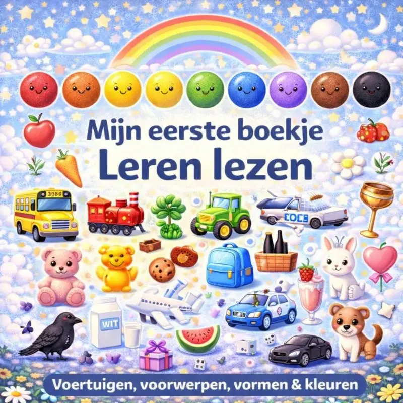 peuterboekje. leren lezen, voertuigen, voorwerpen, vormen & Kleuren.
