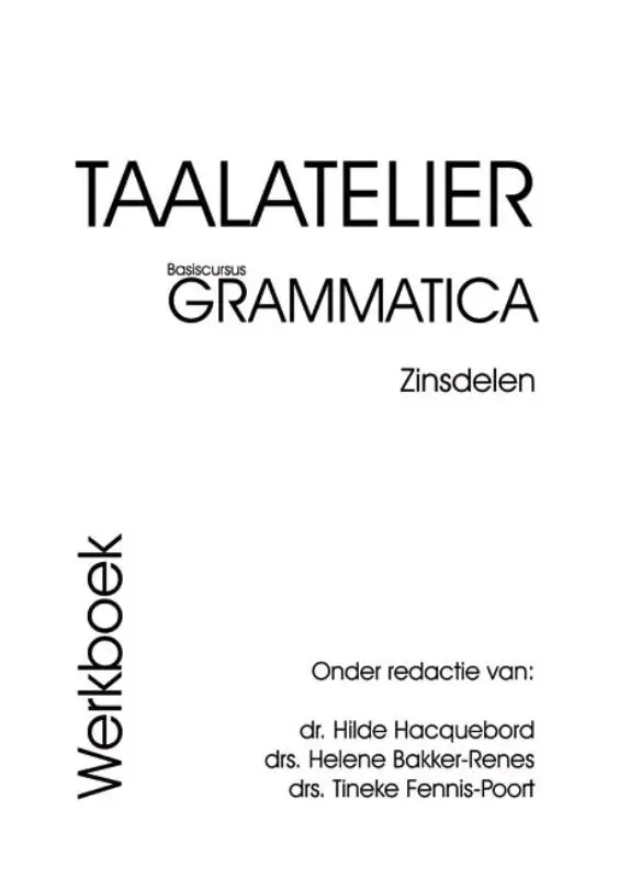 Zinsdelen / Taalatelier / Werkboek