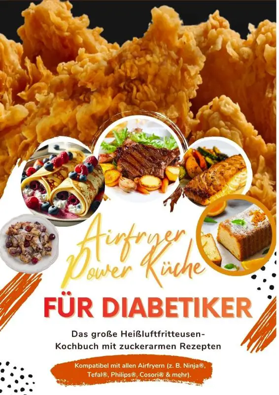Airfryer Power Küche für Diabetiker: Das große Heißluftfritteusen-Kochbuch mit zuckerarmen Rezepten - gesund genießen bei Typ-1- und Typ-2-Diabetes