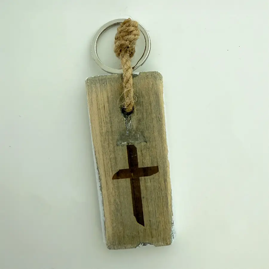Houten Sleutelhanger Kruis