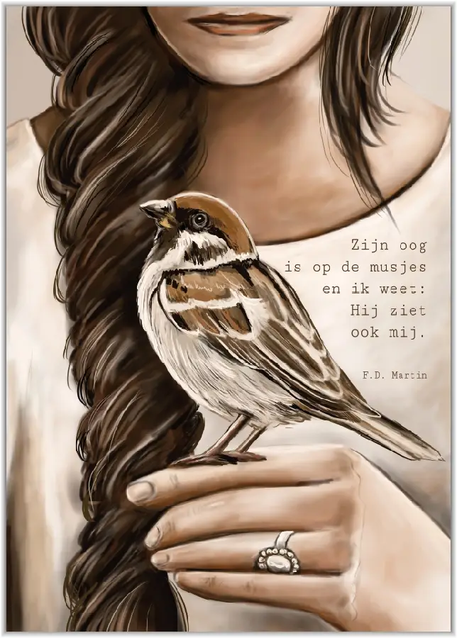 Poster A5 Zijn oog is op de musjes en ik