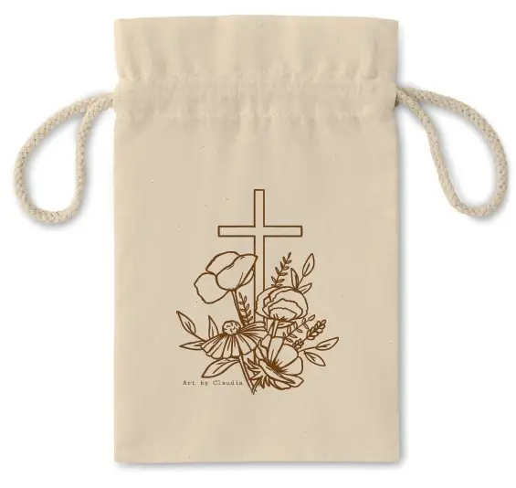 Geschenkzakje Kruis/ bloemen