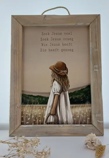 Schilderij A4 Zoek Jezus veel  (meisje)