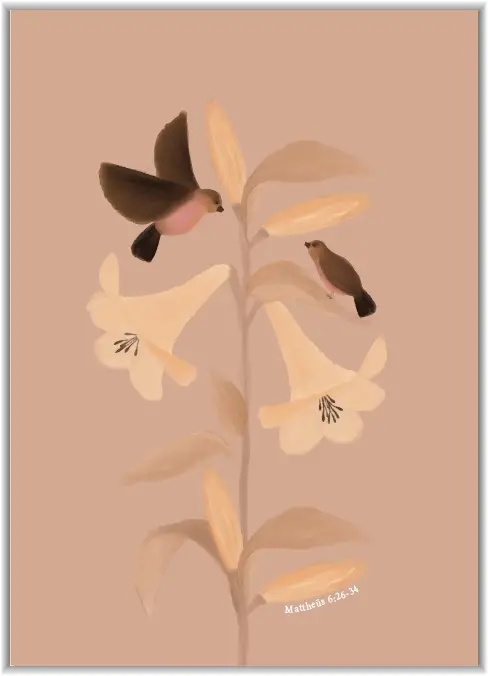 Poster A4 Lelies en musjes (blanco)