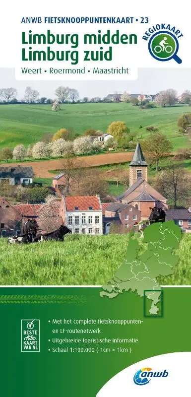Fietsknooppuntenkaart Limburg midden, Limburg zuid 1:100.000