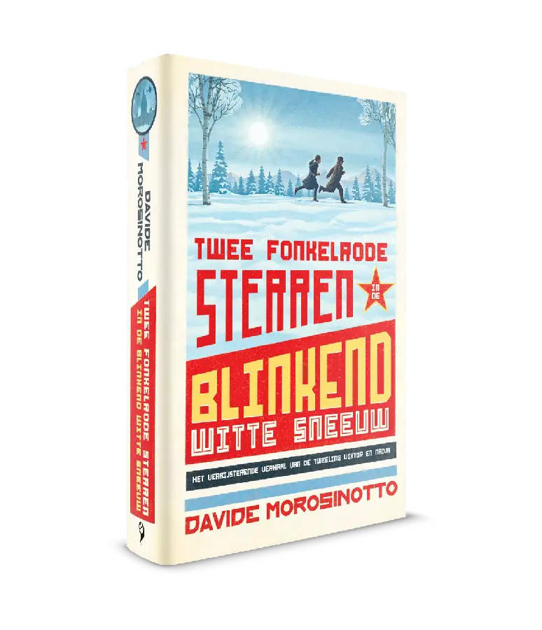 Twee fonkelrode sterren in de blinkend witte sneeuw