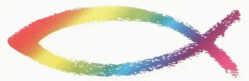 Sticker Ichtus vis regenboog