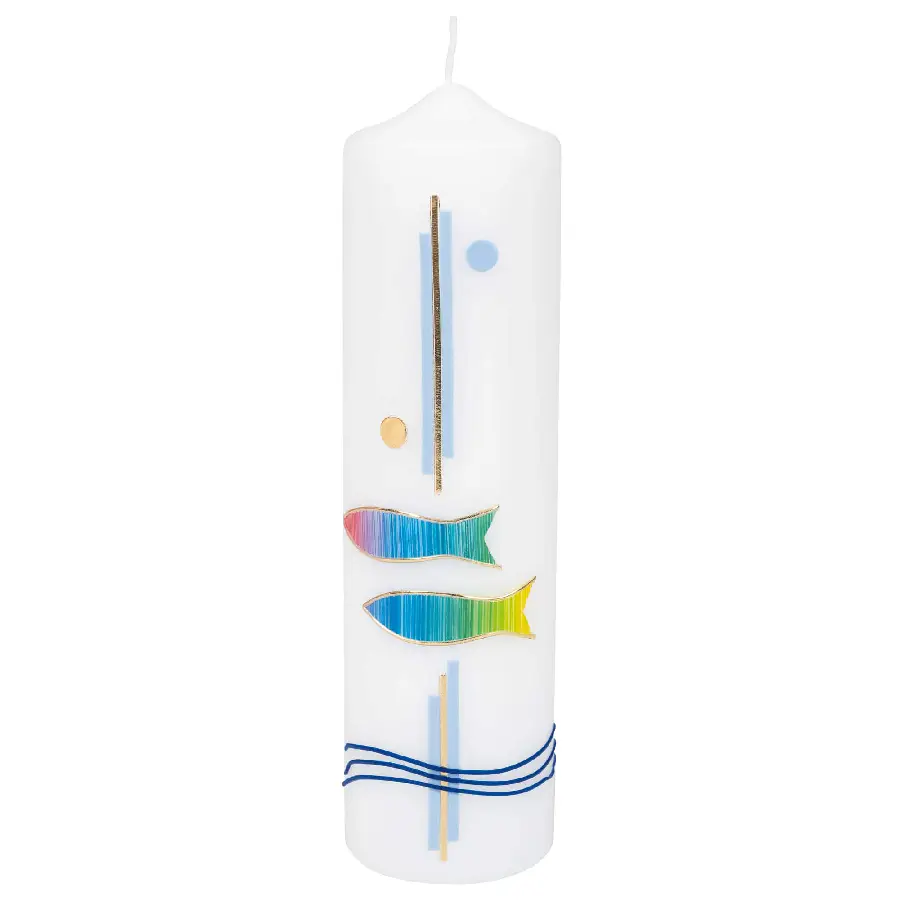 Kaars  Regenboog Vis 22cm