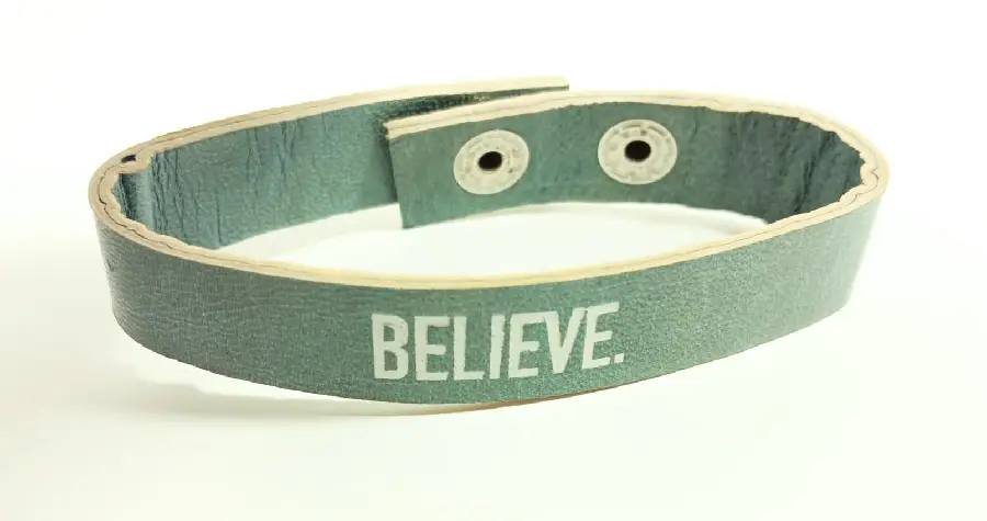 Armband leer Believe blauwgroen