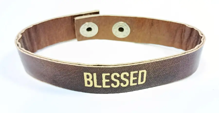 Armband leer Blessed bruin